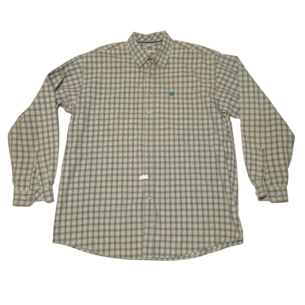 Cinch Men's Large Long Sleeve Plaid Button Down Shirt 2XL